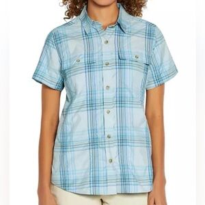 Eddie Bauer Women’s Short Sleeve Moisture Wicking Light Blue Adventure Shirt